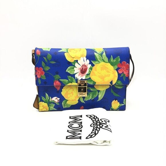 RARE NWOT MCM Blue Visetos Paradiso Floral Crossbody Bag - Picture 9 of 12